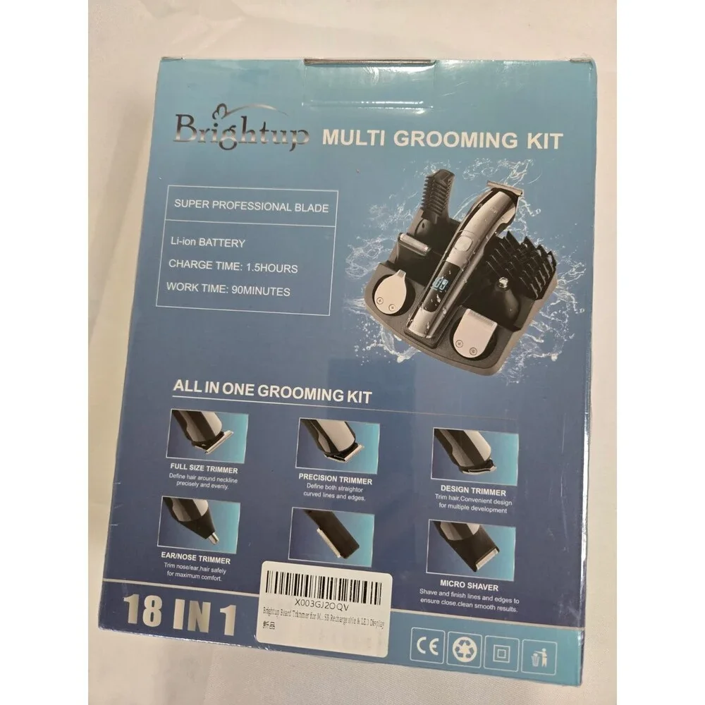 New Brightup Men's Rechargeable Hair Clippers 18-1 Super Beard Grooming Kit